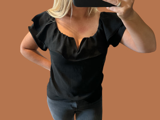 Black Elegant Deep V-Neck