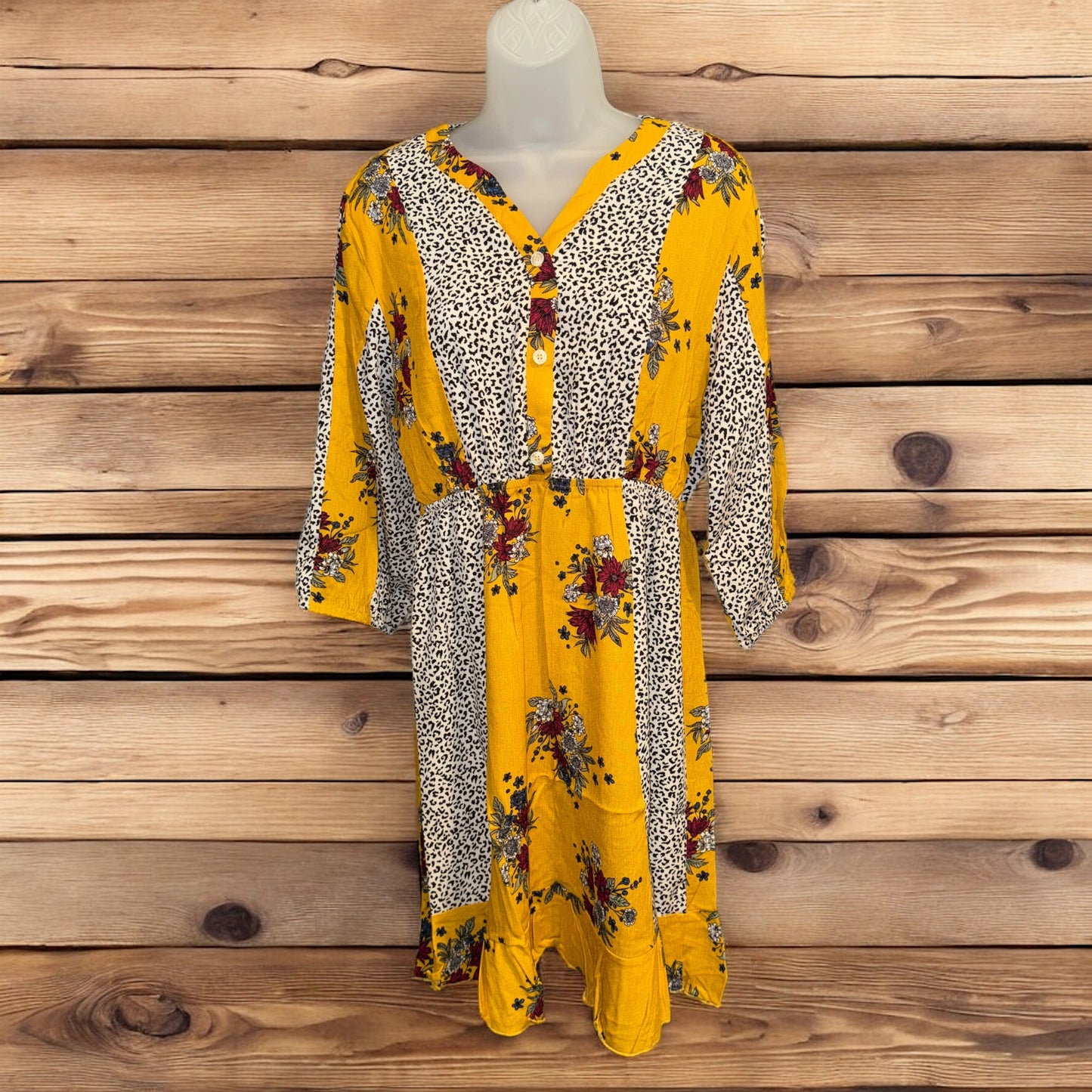 Boho Rhapsody Mustard & Leopard Dress