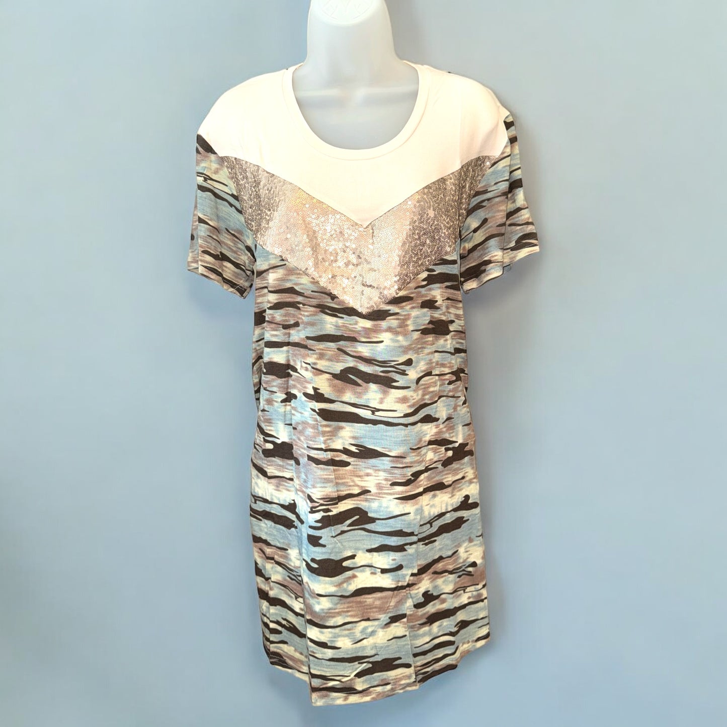 Chevy or Not Dress with Pockets, Camo and Sequin