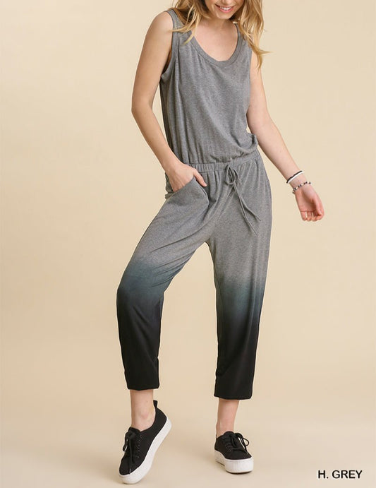 Umgee- Ombre Sleeveless Waist Tie Jumpsuit