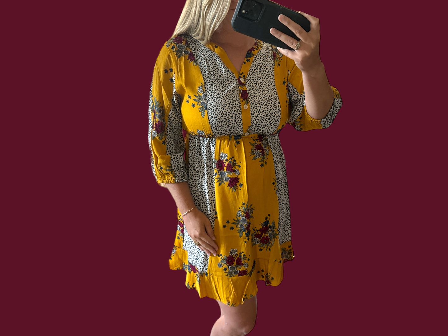 Boho Rhapsody Mustard & Leopard Dress