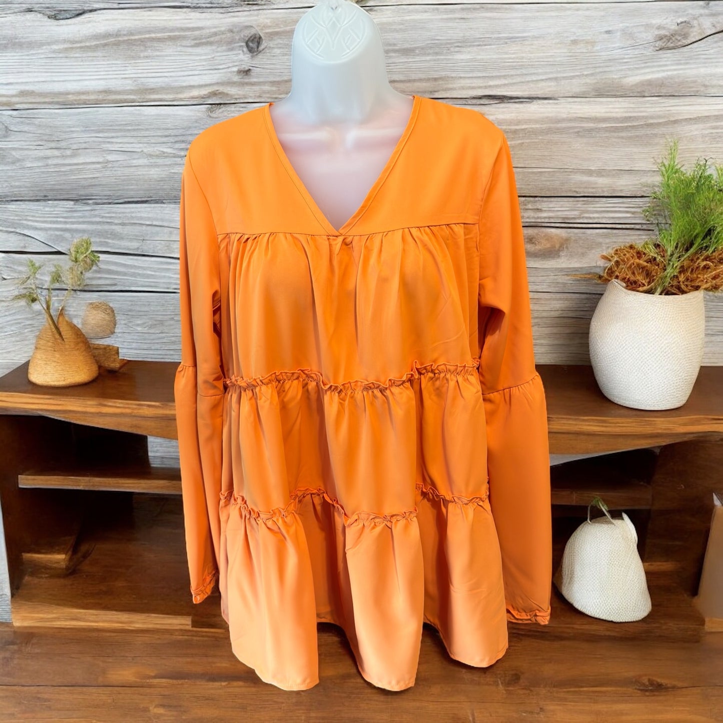 Softest Girly Orange Ruffle Blouse