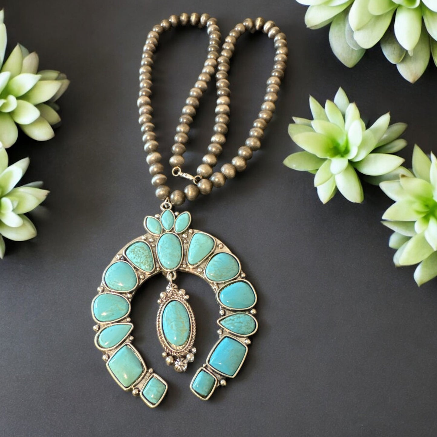 Talk Of The Town Turquoise Blossom Pendant