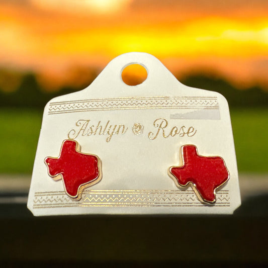 Texas On My Mind Druzy Studs- Red