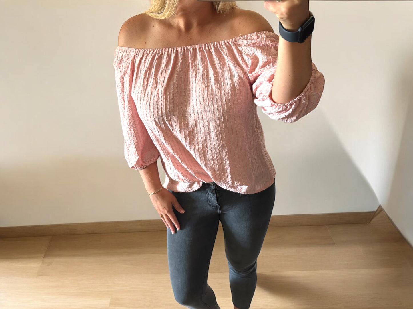 Pink Breeze Elegance Off the Shoulder