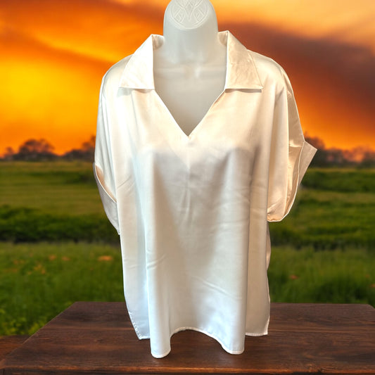 Silk Elegance Ivory Blouse